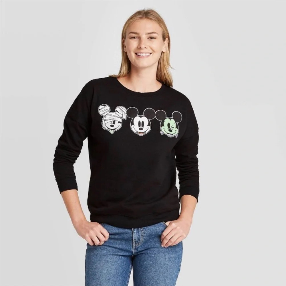 New Mickey Mouse Halloween monster faces sweatshirt Disney boo bash not so scary